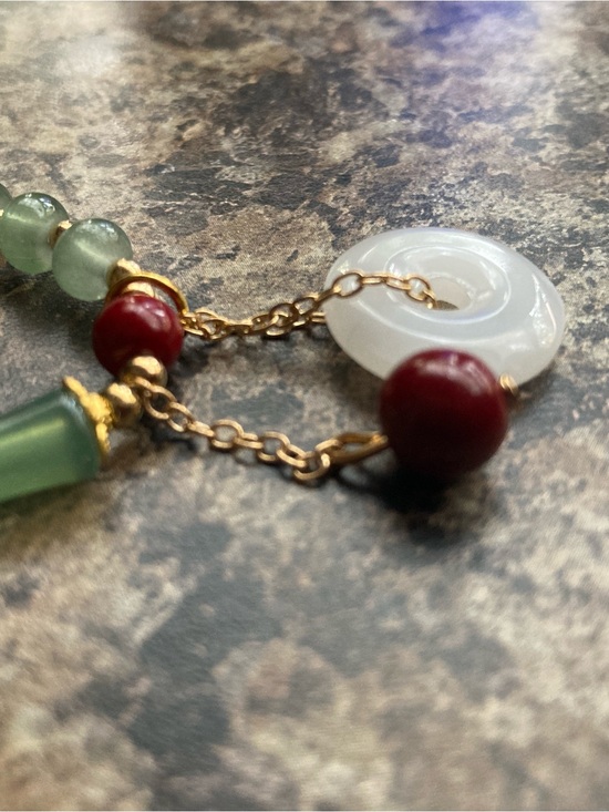 Rainbow Chic Jewelry - Red Bead Necklace with White Donut Pendant